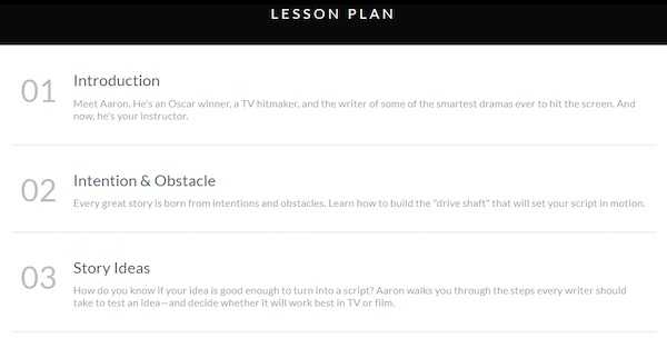 Aaron Sorkin MasterClass lesson plan