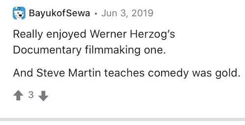 A review comment of Werner Herzog's MasterClass