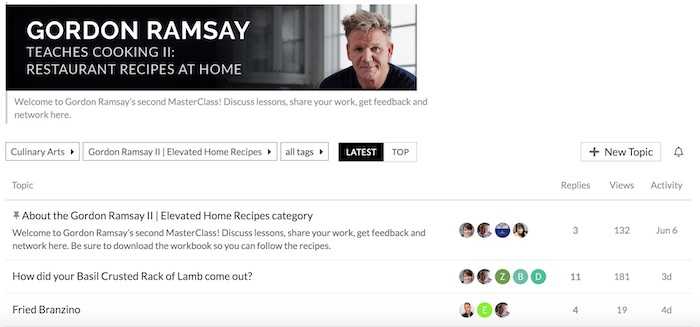 Gordon Ramsay MasterClass community page