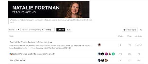 Natalie Portman's MasterClass community