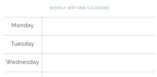 James Patterson's weekly writing calendar