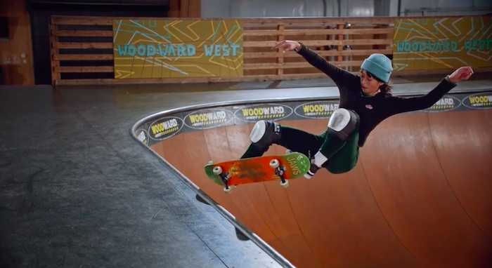 Lizzie Armanto ollieing on a ramp