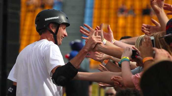 Tony Hawk greeting fans