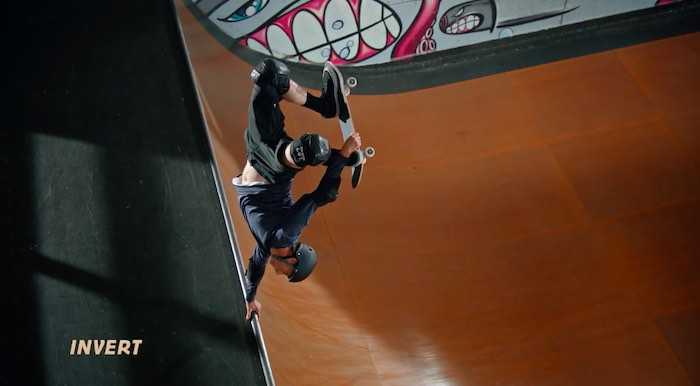 Tony Hawk performing an invert