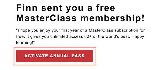 MasterClass black friday coupon redemption