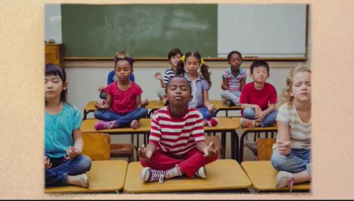 People meditating