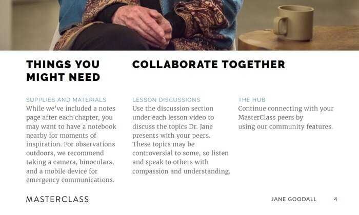 Jane Goodall MasterClass workbook