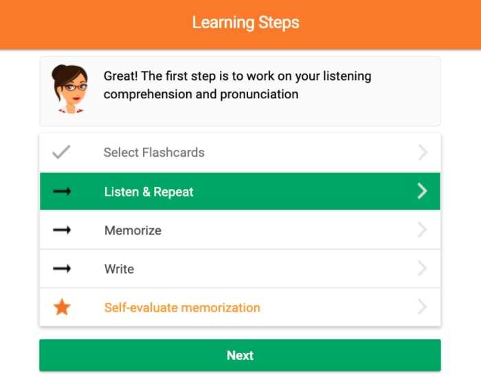 MosaLingua learning steps