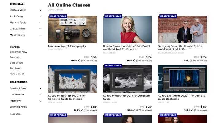 CreativeLive classes page