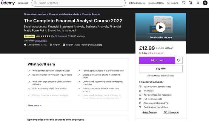 Udemy Financial Analyst Course