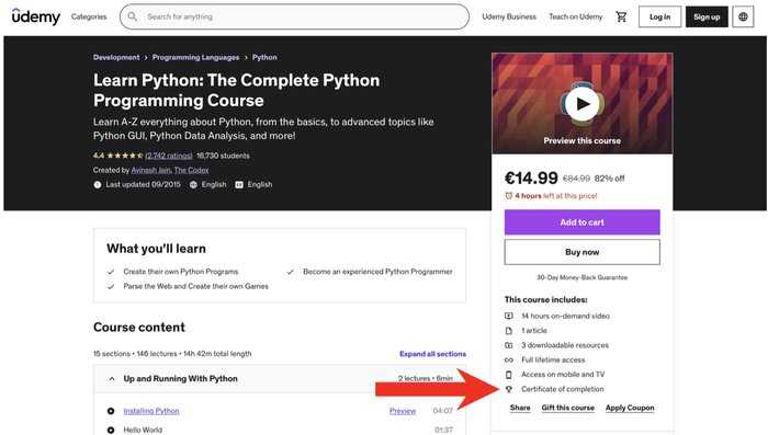Udemy certificates of completion