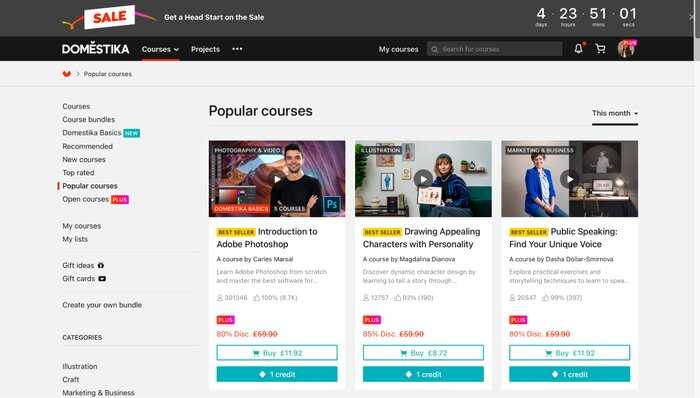 Domestika popular courses