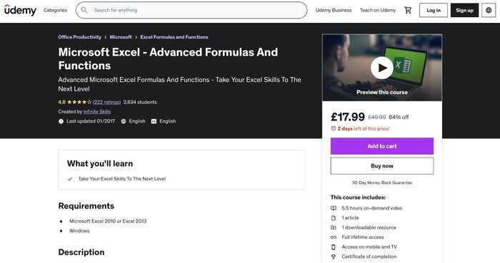 advanced excel udemy