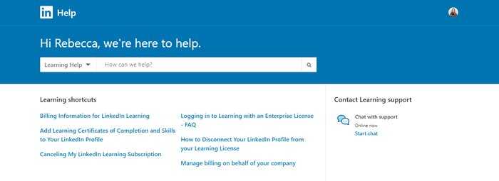 LinkedIn Learning customer support