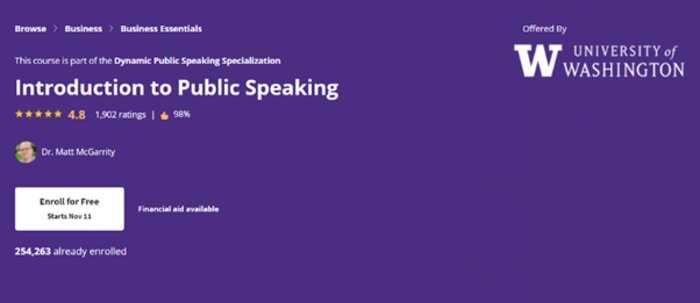 Coursera Public Speaking Course