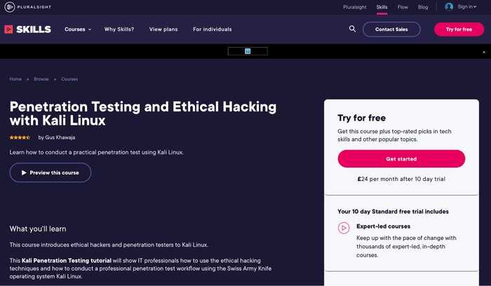 Ethical Hacking with Linux on Pluralsight