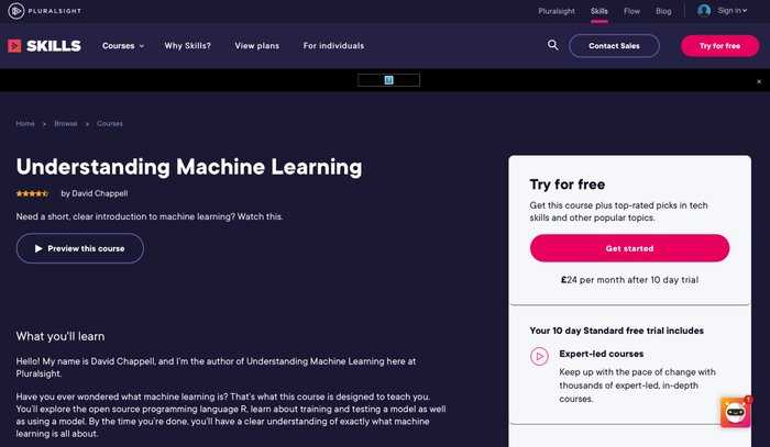 Pluralsight machine learning best course