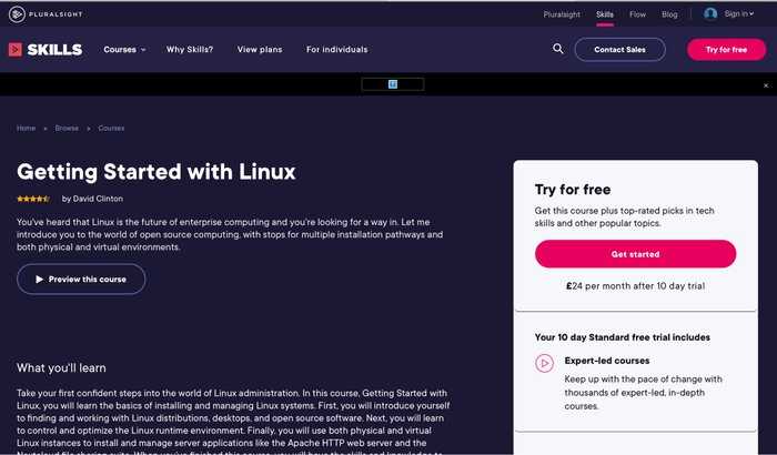 Getting started with Linux Pluralsight