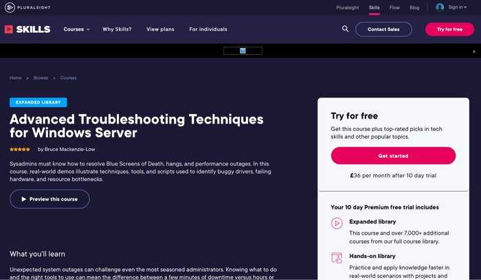 Pluralsight trouble shooting course