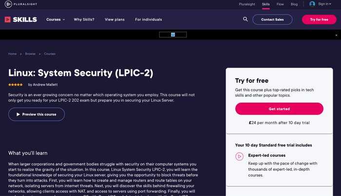 Linux security Pluralsight course