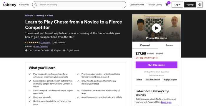 Learn to play chess Udemy