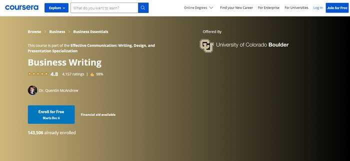 Coursera Business Writing Course