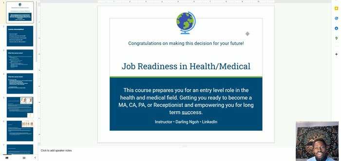 Udemy health and medical receptionist course