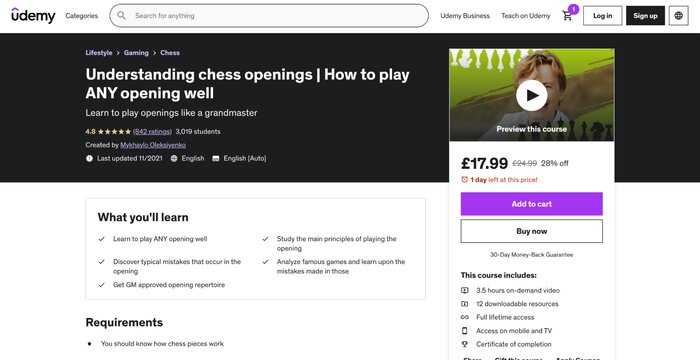 Understand chess openings Udemy