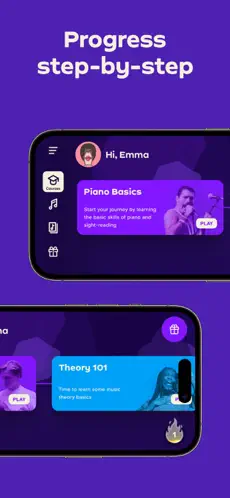 Piano learning app interface screenshot