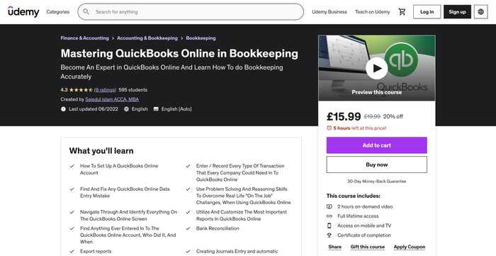 Udemy bookkeeping with quickbooks