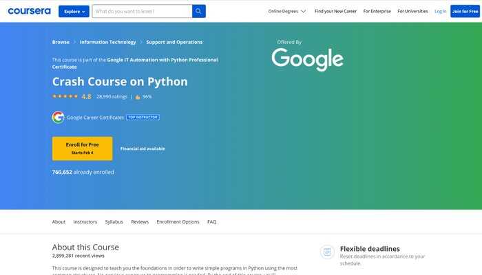 Crash course on Python Coursera