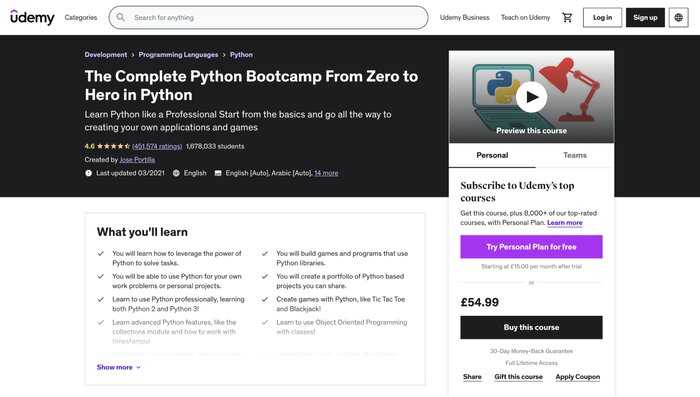 Udemy zero to hero python bootcamp