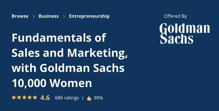 Goldman Sachs sales and marketing cousera course