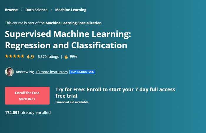 Coursera supervised machine learning course