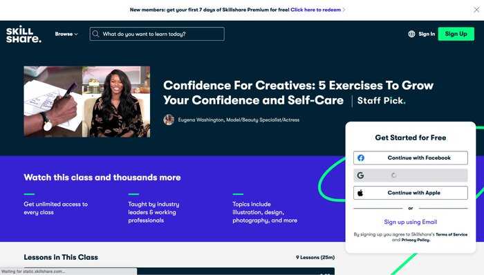 skillshare confidence for creatives