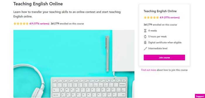 FutureLearn teaching English course screen