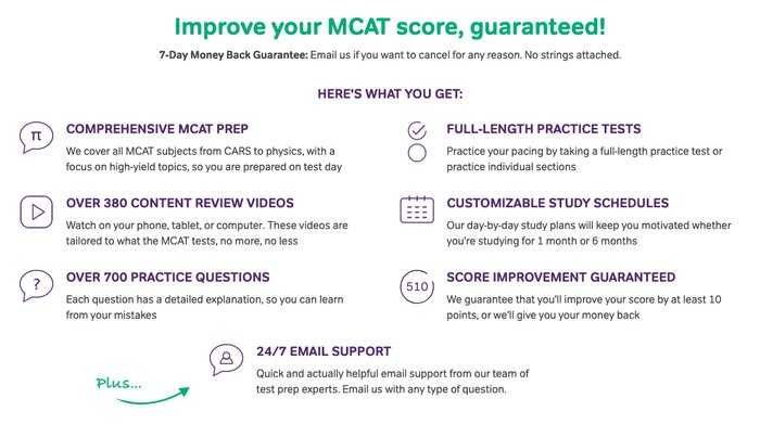 Magoosh MCAT benefits screen