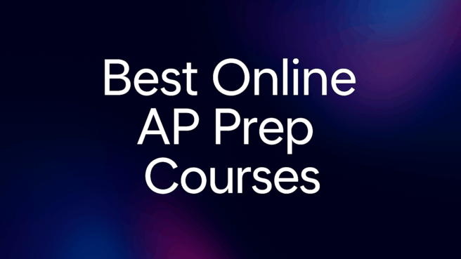 Text reading "Best Online AP Prep Courses" on a purple-blue background
