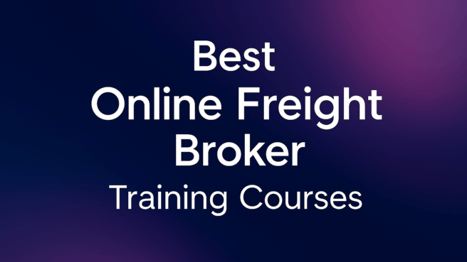 Text reading "Best Online Freight Broker Training Courses" on a dark-to-purple gradient
