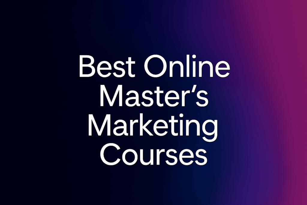 Text reading "Best Online Master’s Marketing Courses" over a deep purple background