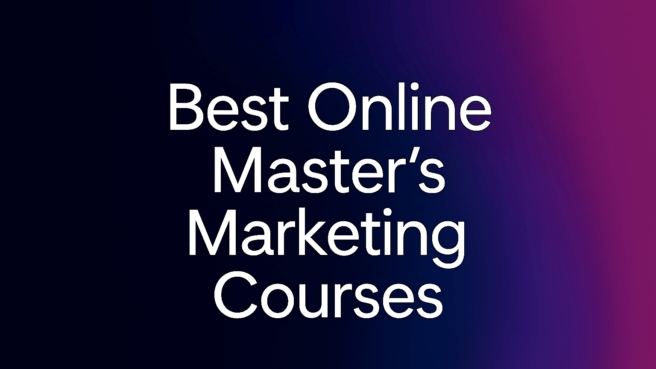 Text reading "Best Online Master’s Marketing Courses" over a deep purple background