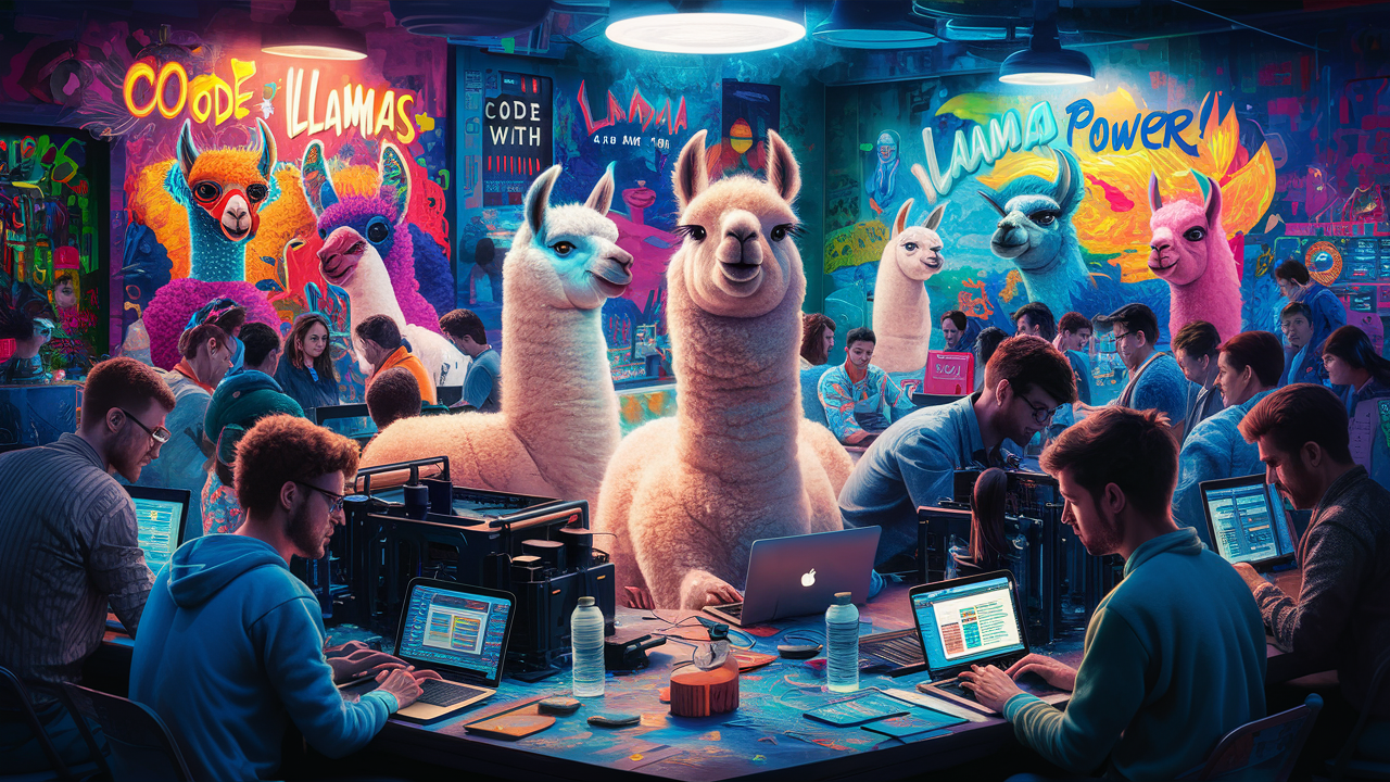 a lively futuristic scene where ai