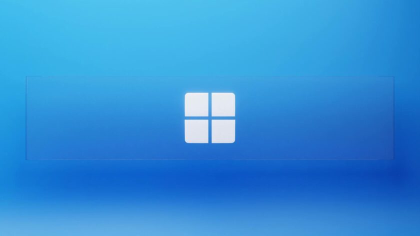 Abstract blue background featuring a central logo design.