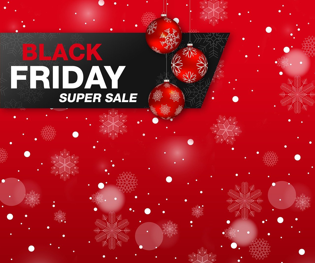 Red background with Black Friday Sale Banner.