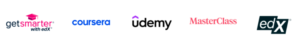 Online learning platforms logos displayed